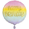 FOIL BALLOON 'HAPPY BIRTHDAY' PASTEL RAINBOW 45.7CM