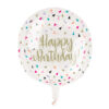 SPHERE HELIUM BALLOON 'HAPPY BIRTHDAY' CLEAR 38.1CM