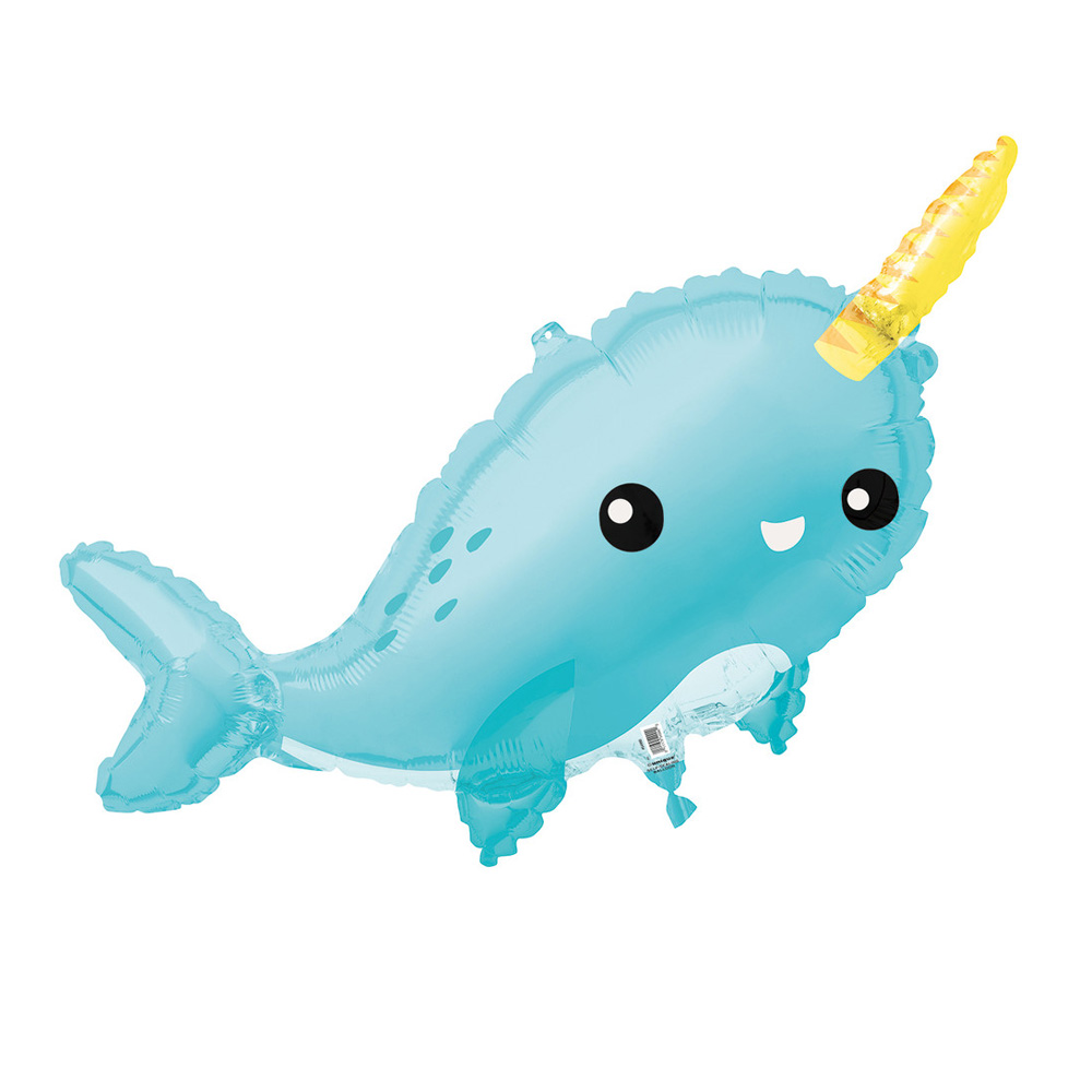 FOIL HELIUM BALLOON NARWHAL 93.9CM