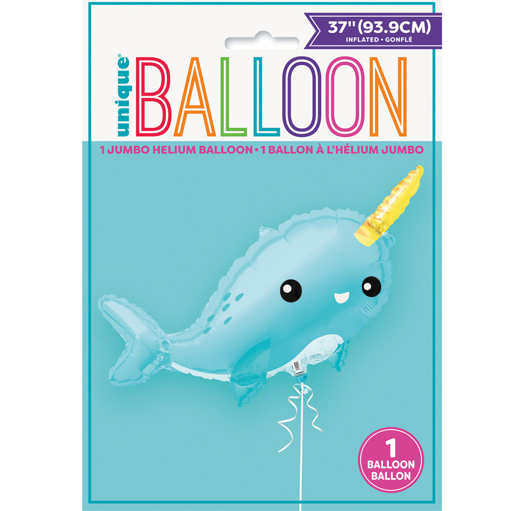 FOIL HELIUM BALLOON NARWHAL 93.9CM - Image 2