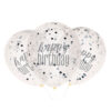 BALLOONS CONFETTI CLEAR GLITTER BLACK 30.48CM 6PCS