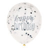 BALLOONS CONFETTI CLEAR GLITTER BLACK 30.48CM 6PCS - Image 2