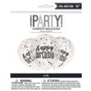 BALLOONS CONFETTI CLEAR GLITTER BLACK 30.48CM 6PCS - Image 3