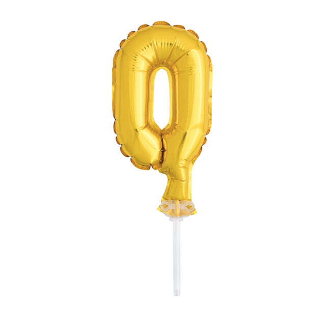 FOIL BALLOON CAKE TOPPER NUMBER 0 GOLD 12.7CM