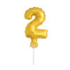 FOIL BALLOON CAKE TOPPER NUMBER 2 GOLD 12.7CM