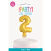 FOIL BALLOON CAKE TOPPER NUMBER 2 GOLD 12.7CM - Image 2