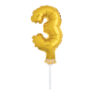 FOIL BALLOON CAKE TOPPER NUMBER 3 GOLD 12.7CM