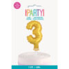 FOIL BALLOON CAKE TOPPER NUMBER 3 GOLD 12.7CM - Image 2