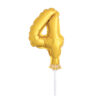 FOIL BALLOON CAKE TOPPER NUMBER 4 GOLD 12.7CM
