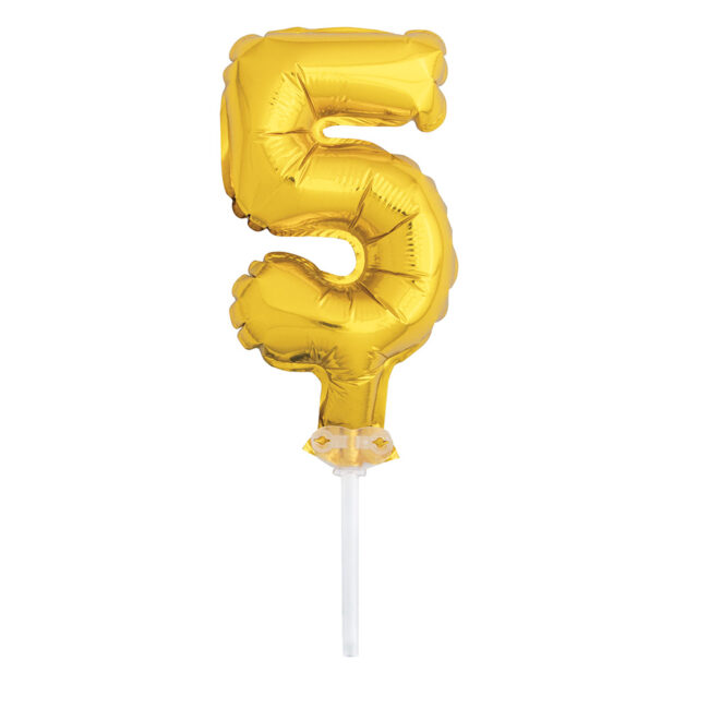 FOIL BALLOON CAKE TOPPER NUMBER 5 GOLD 12.7CM