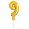 FOIL BALLOON CAKE TOPPER NUMBER 9 GOLD 12.7CM