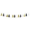 TASSEL GARLAND BLACK GOLD WHITE 2.74M