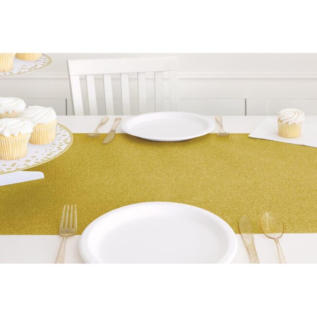 PLASTIC TABLE RUNNER GLITTER GOLD 33X270CM - Image 3