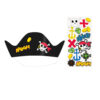 PARTY BLACK HATS & STICKERS AHOY MATEY PIRATE 8PCS