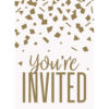 INVITATIONS CONFETTI GOLD 8PCS - Image 3