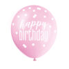 BALLOONS HAPPY BIRTHDAY GLITTER PINK, WHITE & PURPLE 30.5CM 6PCS - Image 4