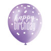 BALLOONS HAPPY BIRTHDAY GLITTER PINK, WHITE & PURPLE 30.5CM 6PCS - Image 2