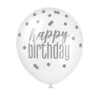 BALLOONS HAPPY BIRTHDAY GLITTER PINK, WHITE & PURPLE 30.5CM 6PCS - Image 3