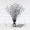 BALLOON WEIGHT CENTERPIECE 'HAPPY BIRTHDAY' GLITTER SILVER & BLACK - Image 2