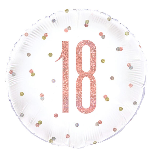 FOIL BALLOON NUMBER 18 GLITTER ROSE GOLD 45.72CM