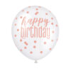 HAPPY BIRTHDAY BALLOONS GLITTER WHITE & ROSE GOLD 30.5CM 6PCS - Image 2