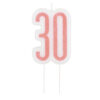 BIRTHDAY CANDLE NUMBER 30 GLITTER ROSE