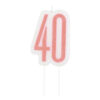 BIRTHDAY CANDLE NUMBER 40 GLITTER ROSE