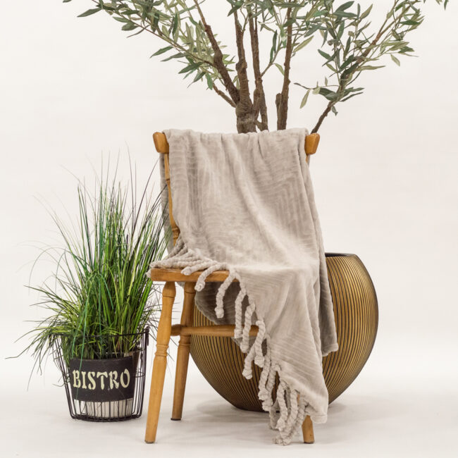 PLAID ZIGGY FLEECE PUMICE STONE BEIGE 140X180CM - Image 3