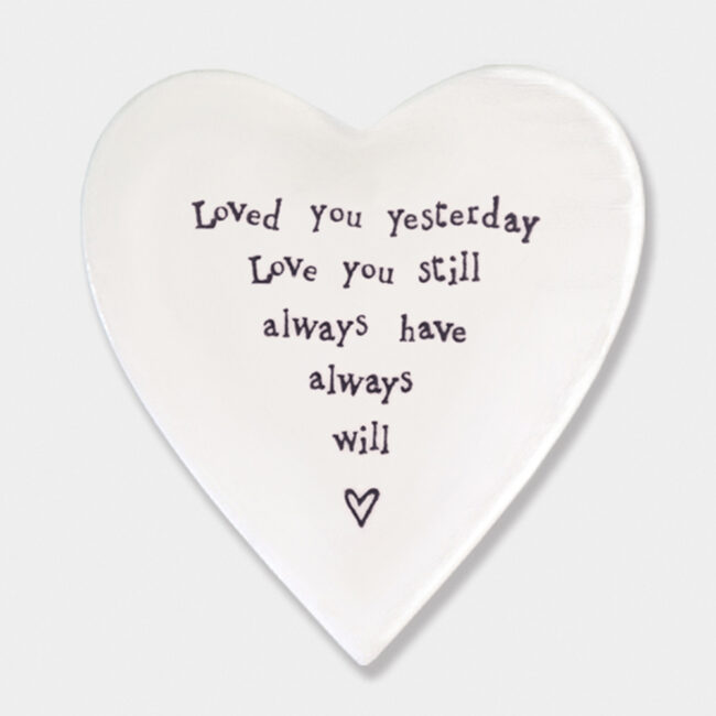 PORCELAIN COASTER ''LOVED YOU ALWAYS'' HEART SHAPED 10X11X0.5CM - Image 3