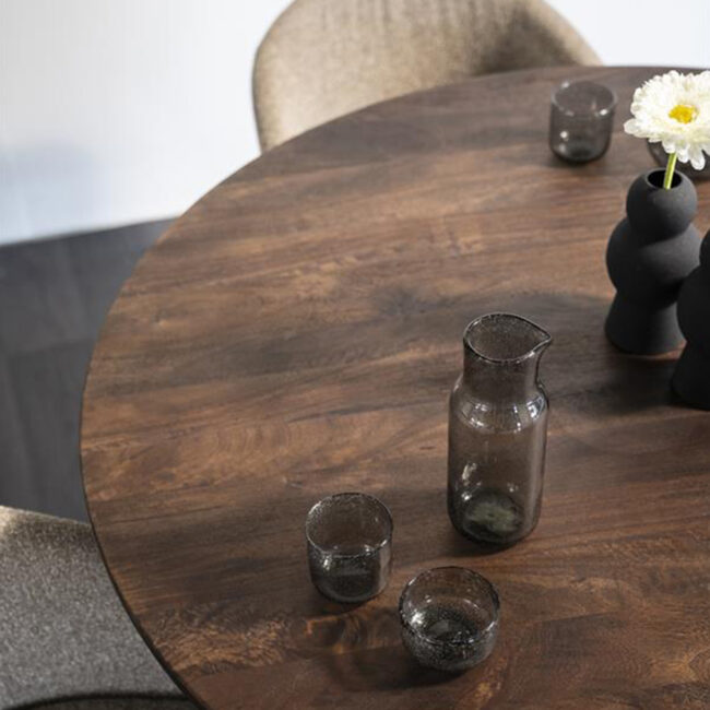 DINING TABLE ARON ROUND BROWN 130X130X76CM - Image 3