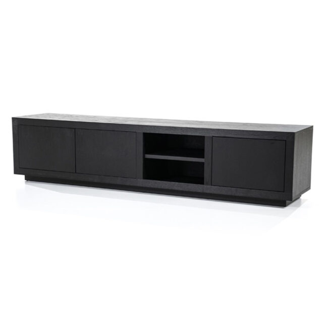 TV CABINET HELSINKI 2 DOORS 1 DRAWER BLACK 200X42X45CM - Image 3