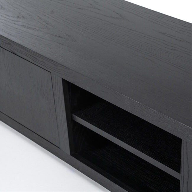 TV CABINET HELSINKI 2 DOORS 1 DRAWER BLACK 200X42X45CM - Image 4