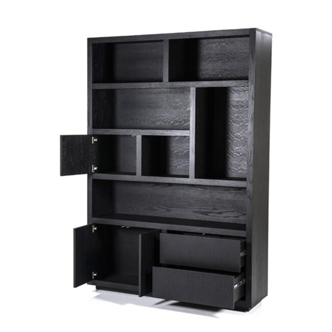 CABINET HELSINKI 3 DOORS & 2 DRAWERS BLACK 150X42X220CM - Image 4