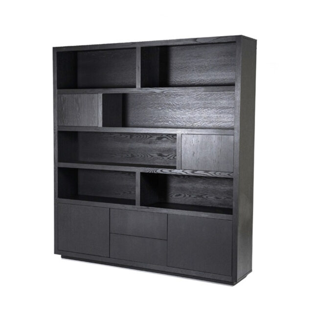 CABINET HELSINKI 4 DOORS & 2 DRAWERS BLACK 200X42X220CM - Image 3