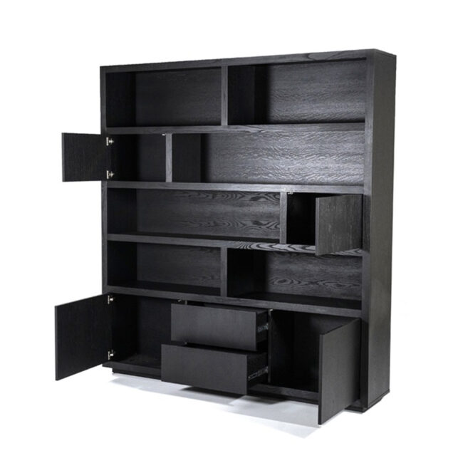CABINET HELSINKI 4 DOORS & 2 DRAWERS BLACK 200X42X220CM - Image 4
