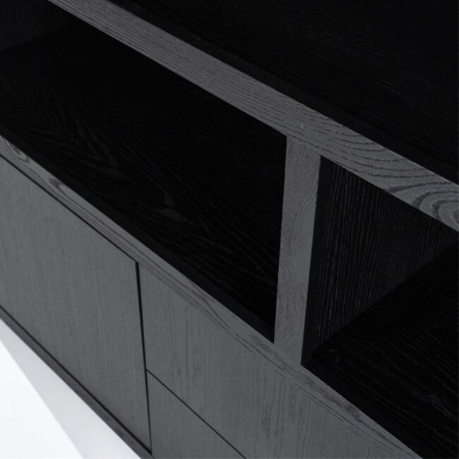 CABINET HELSINKI 3 DOORS & 2 DRAWERS BLACK 150X42X220CM - Image 5