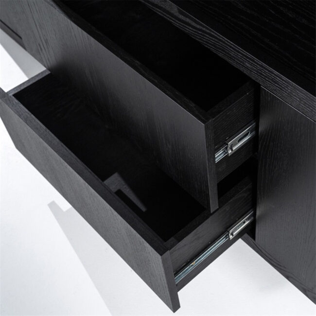 CABINET HELSINKI 4 DOORS & 2 DRAWERS BLACK 200X42X220CM - Image 7