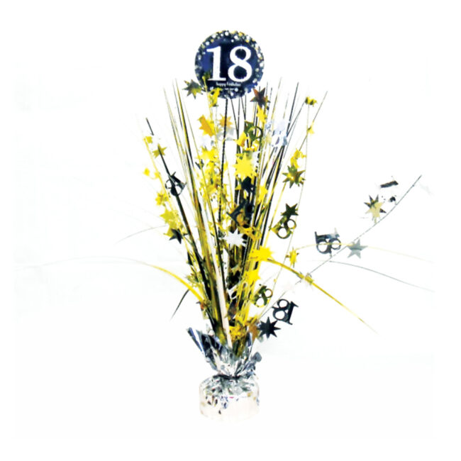 CENTERPIECE NUMBER 18 SPRAKLING SILVER & GOLD FOIL 45.7CM