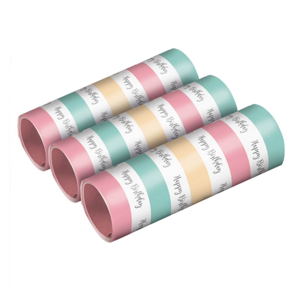 STREAMERS HAPPY BIRTHDAY PASTEL 1.4X400CM 3PCS - Pergamos