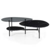 COFFEE TABLE LEVI STONE BLACK MARBLE & GLASS 120X102X40CM