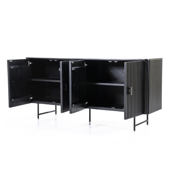 DRESSER REMI 4 DOORS BLACK 170X45X80CM - Image 4