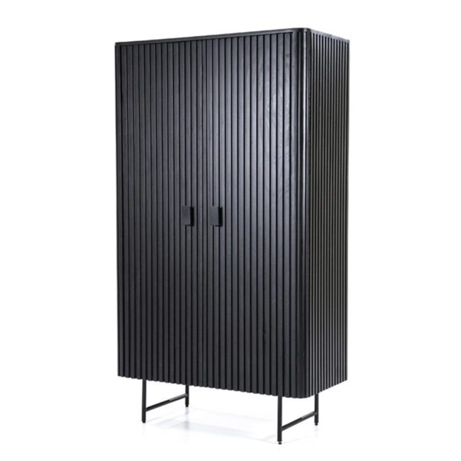 CABINET REMI 2 DOORS BLACK 96X45X170CM - Image 4