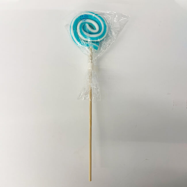SWIRL LOLLIPOP LARGE WHITE & LIGHT BLUE