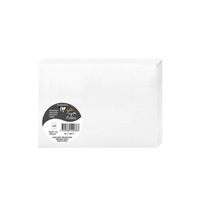 CARDS POLLEN IRIDESCENT WHITE 70X95MM 25PCS