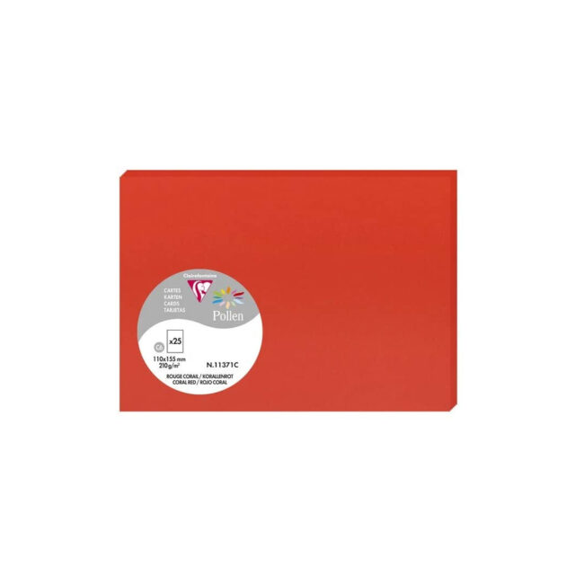 CARDS POLLEN CORAL RED 110X155MM 25PCS