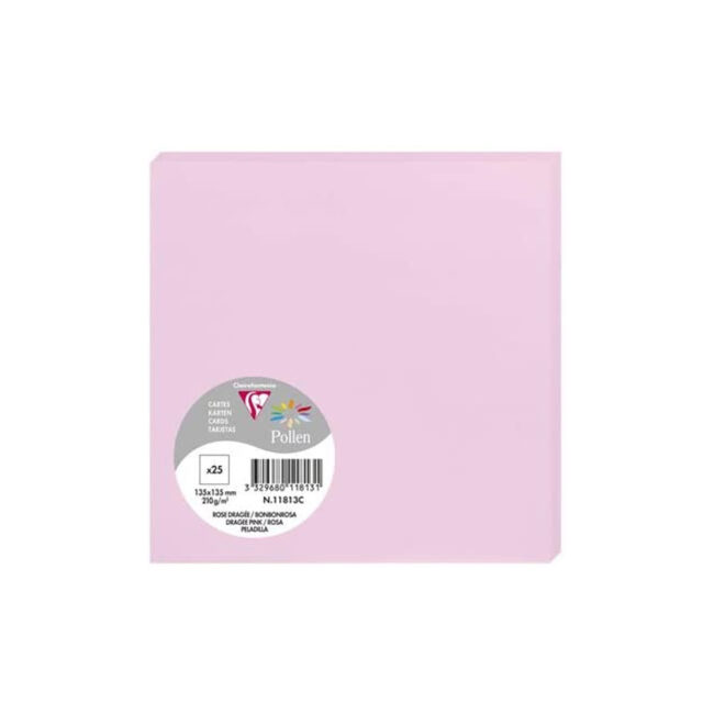 CARDS POLLEN DRAGEE PINK 135X135MM 25PCS