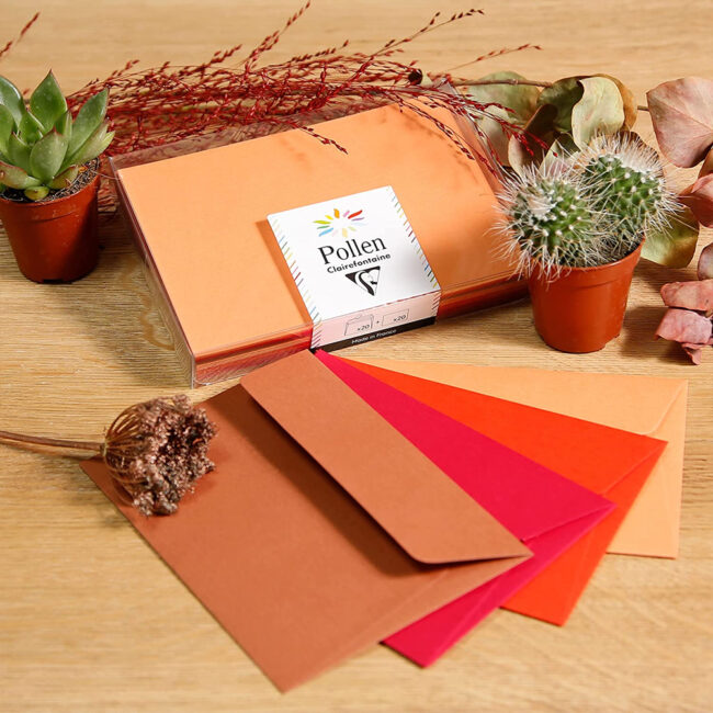 SET OF 20 CARDS 110X115MM & 20 ENVELOPES POLLEN TERRACOTTA 114X162CM - Image 3