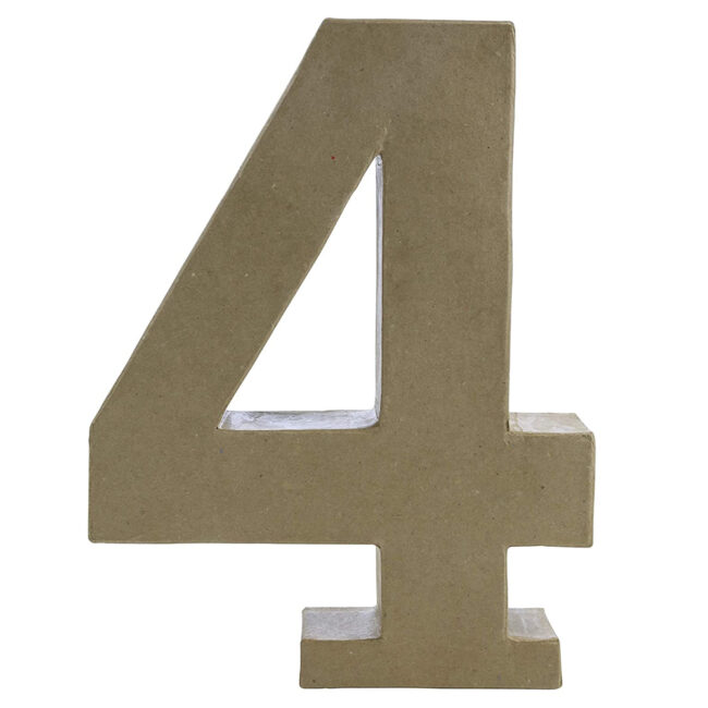 LARGE FUNNY NUMBER 4 BROWN 23CM