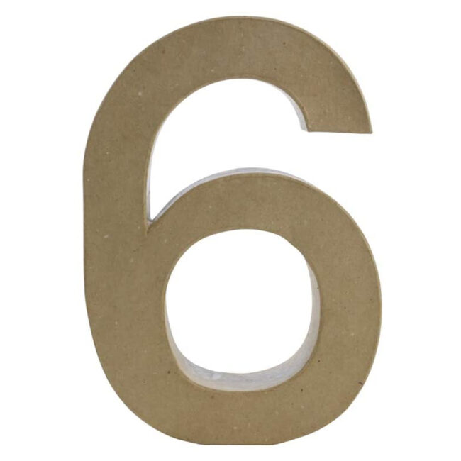 LARGE FUNNY NUMBER 6 BROWN 30CM