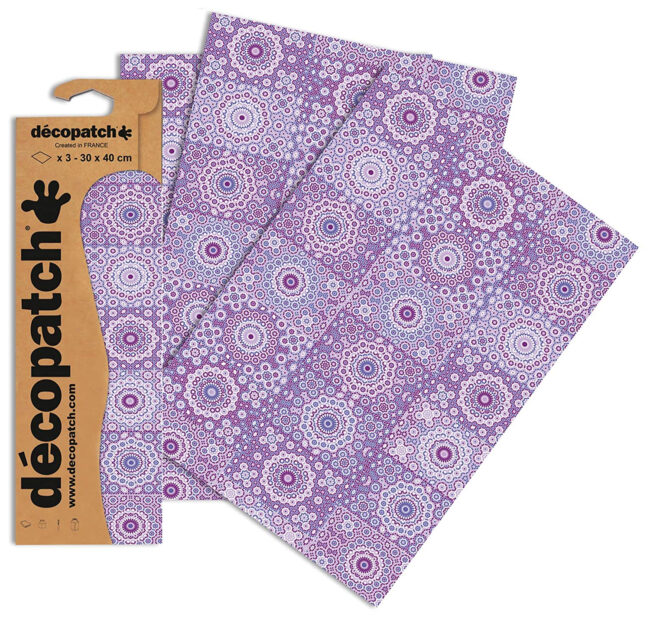 DECOUPAGE PRINTED PAPER SHEET PURPLE 30X40CM 3PCS
